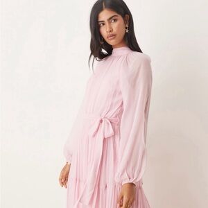 ASOS NWT Light Pink High-Neck Long Sleeve Maxi Dress